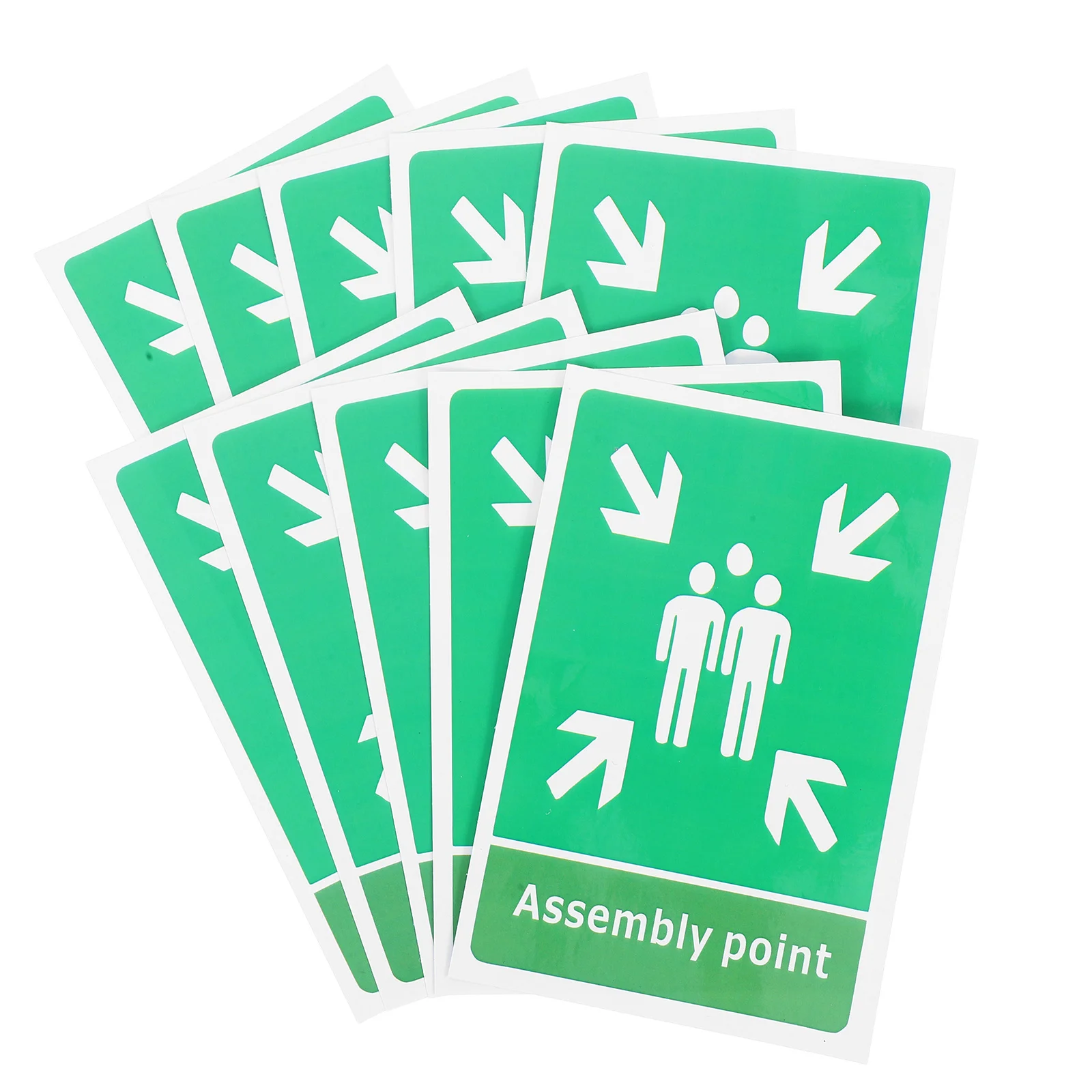 

10Pcs Emergency Assembly Point Self Adhesive Sign Stickers High Visibility Fire Evacuation Exit Safety Signs for Office Parks