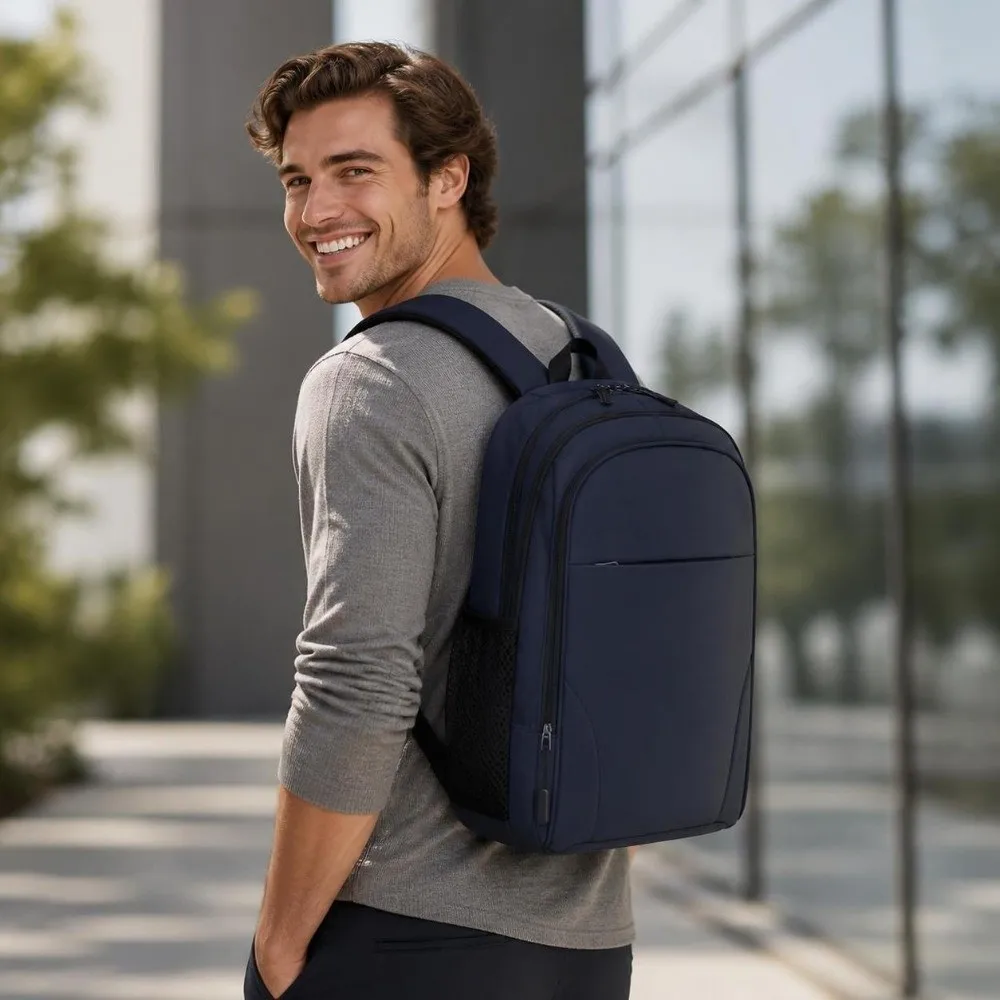 Large Capacity Student Schoolbag Air Cushion Strap Polyester Business Computer Bag Durable Adjustable Travel Backpack for Travel view 2