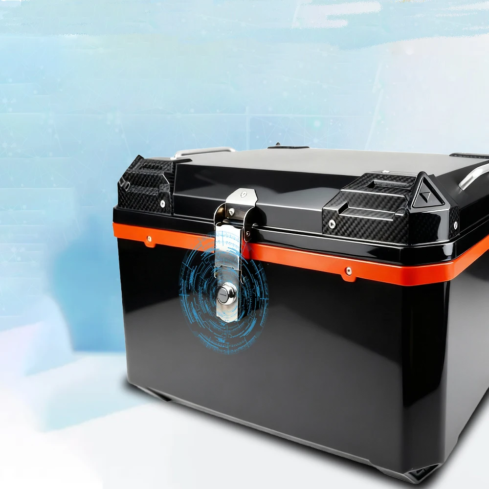 80L سعة كبيرة البلاستيك دراجة نارية مربع خلفي خوذة أداة خلفية حالات مكافحة سرقة قفل مقاوم للماء الأمتعة جذع صندوق تخزين #5