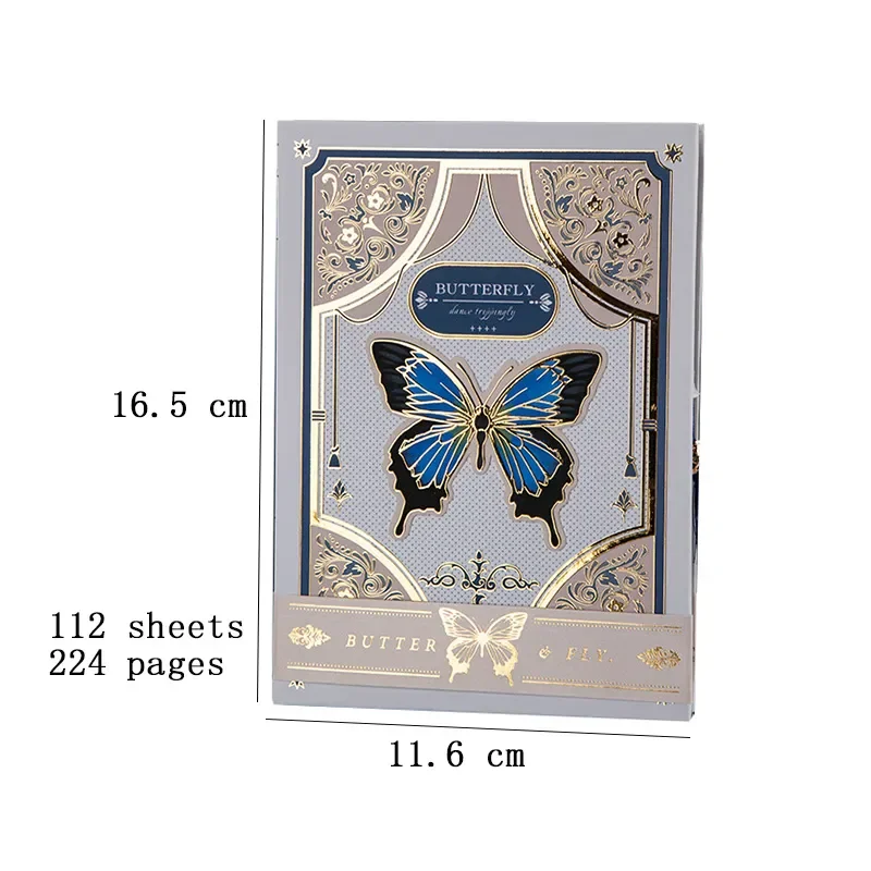 Gothic Butterfly Series Vintage Notebook Coloring Page Illustration Book Hardcover Bullets Diary Student Notepad Cute Stationery