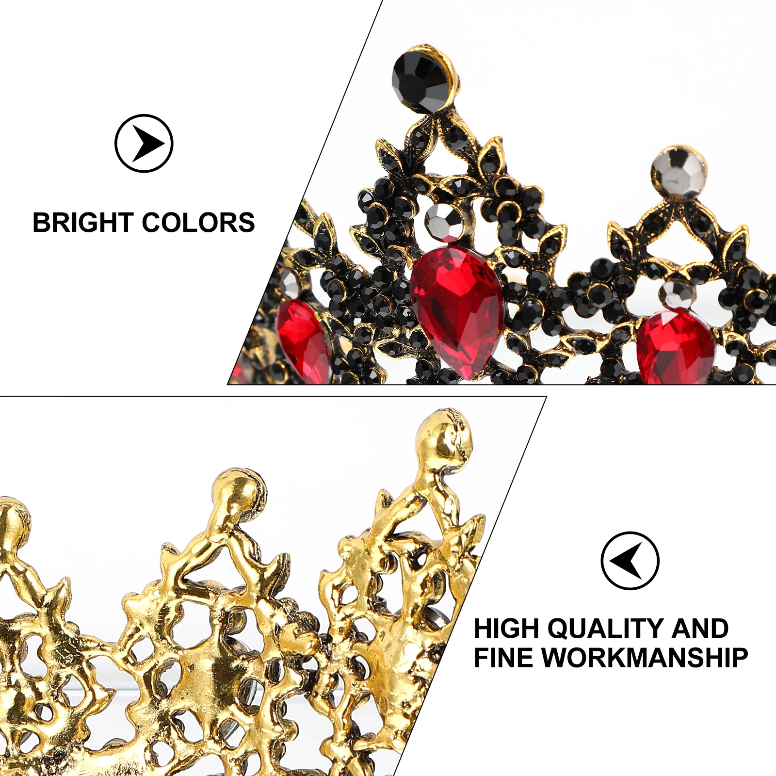 

Vintage Rhinestone Crown Bridal Hair Accessories for Women Headwear Handheld Band Crystal Rhinestones Bride Headdress Women's