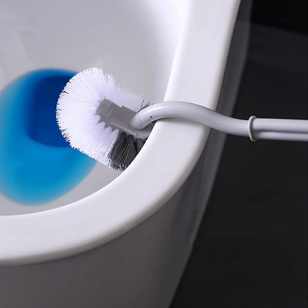 3 قطع من فرشاة المرحاض ذات المقبض الطويل للتعليق على الحائط بتصميم منحني على شكل حرف S أداة تنظيف متينة للحمام المنزلي والفندق مستلزمات المرحاض باللون الرمادي #6