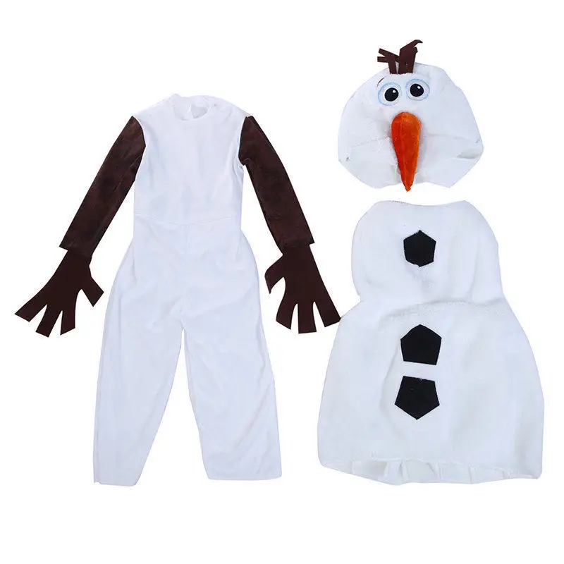 New Year Christmas Girls Olaf Cospaly Costume Frozen Deluxe Toddler Bodysuit Halloween Hooded Costume Party Gift Dress Up