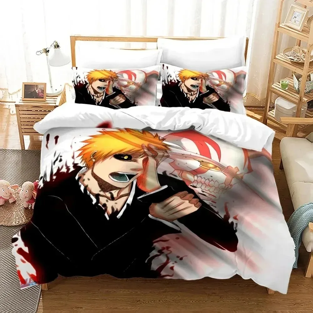 

3D Anime Bleach Kurosaki Ichigo Duvet Cover Pillowcase Bedding Set Double Twin Full Queen King Adult Kids Bedclothes Quilt Cover