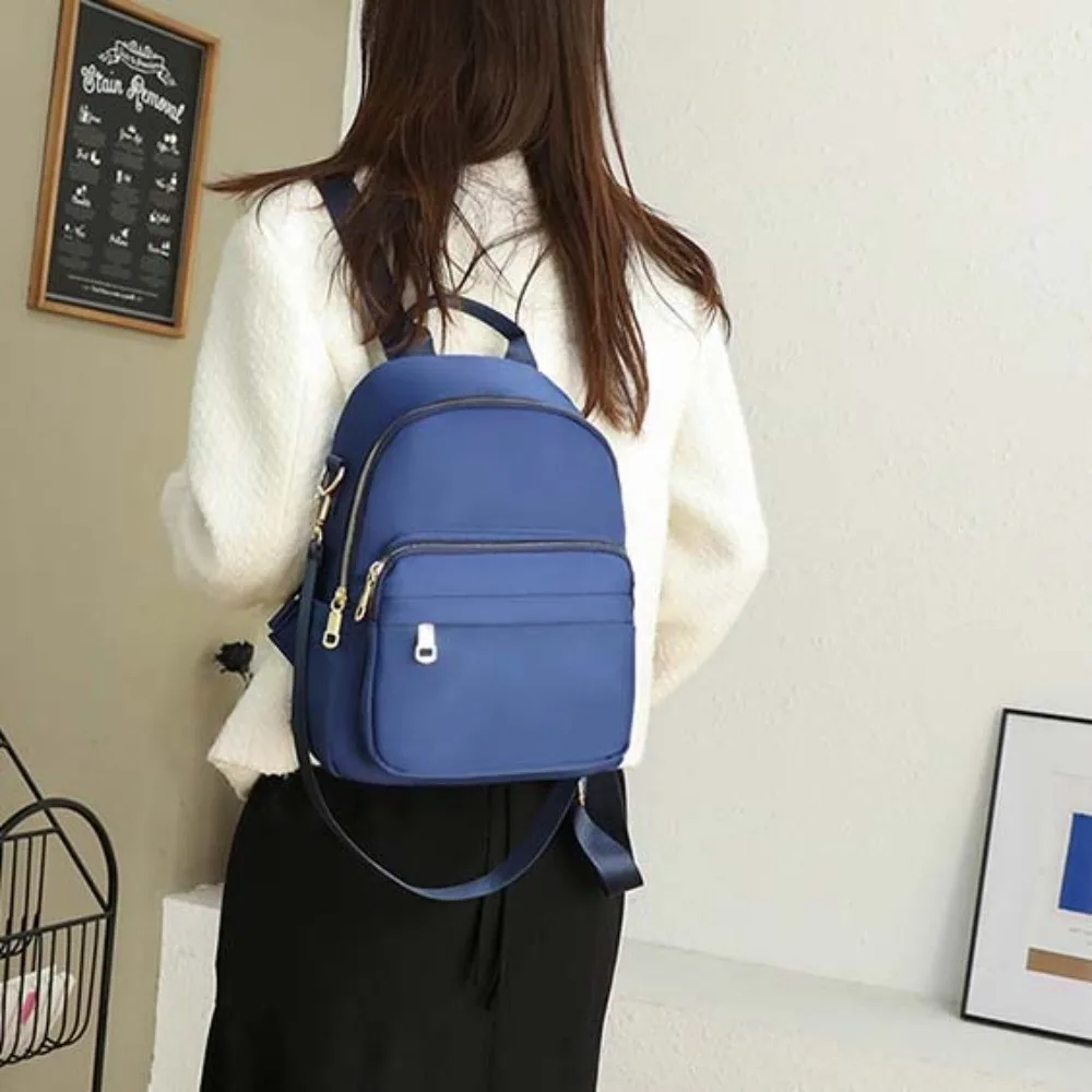 

Портативный нейлоновый школьный рюкзак большой вместимости, однотонная повседневная сумка-тоут, многофункциональная простая сумка через плечо для женщин