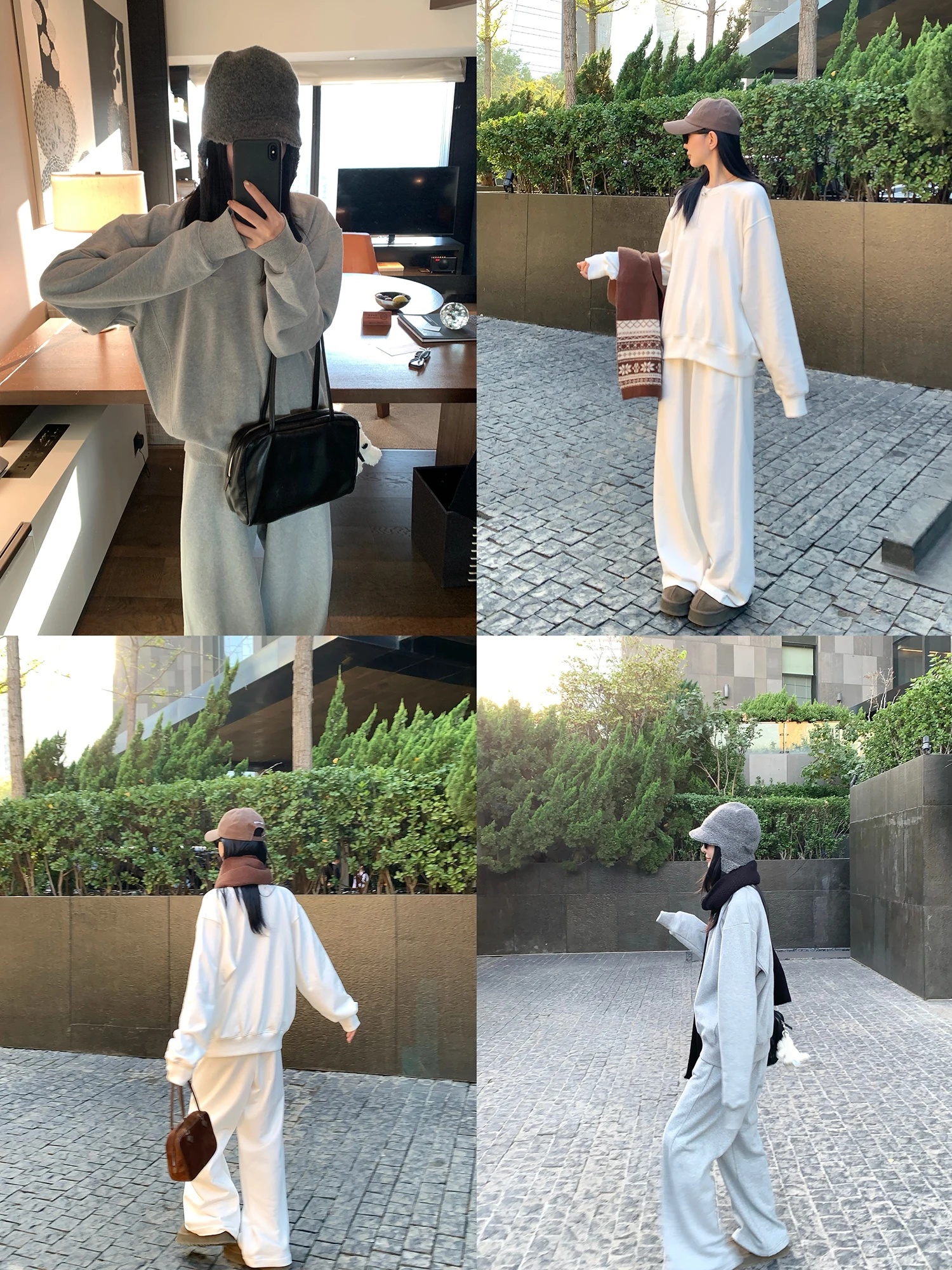 

Комплект: свитшот с круглым вырезом на флисовой подкладке и повседневные брюки с широкими штанинами, модный комплект для длительного комфортного отдыха