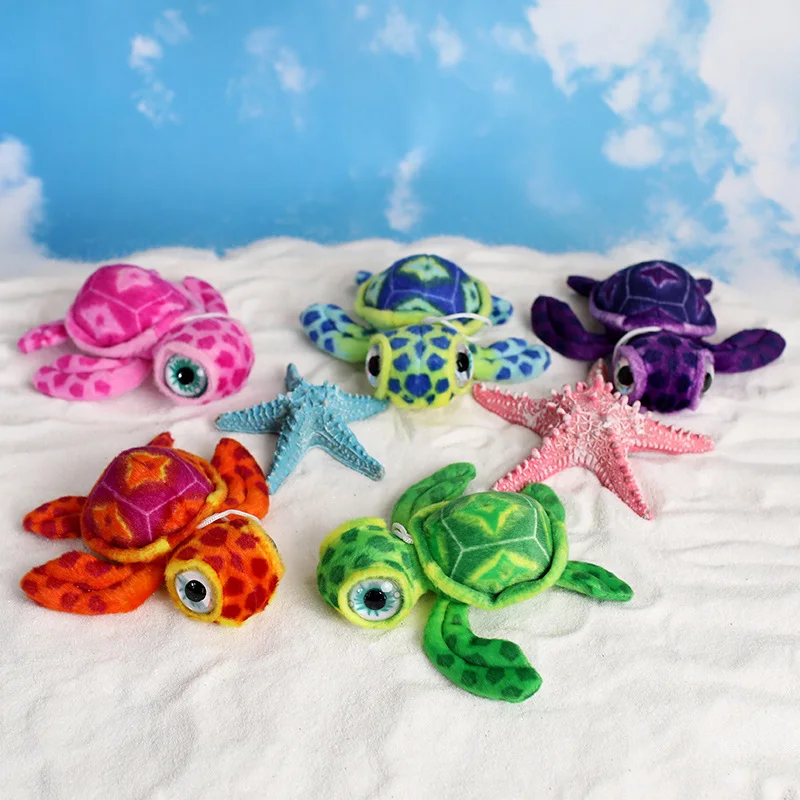 Realistic Tortoise Plush Toys Pendant Sea Turtle Soft Cute Keychain Animal Doll  Stuffed Keyring Car Bag Pendant Children Gift