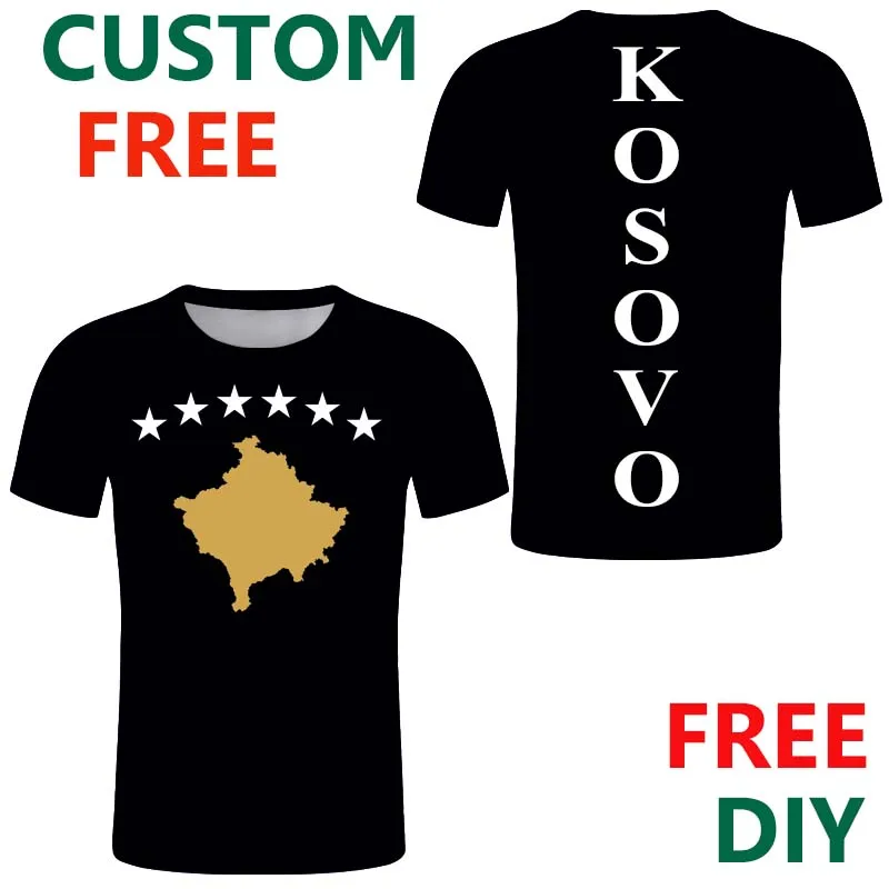 Kosovo Free Custom Male T Shirt Serbia Custom Emblem Albania T Shirt Black Young Man Casual Tee Solid Color Jersey