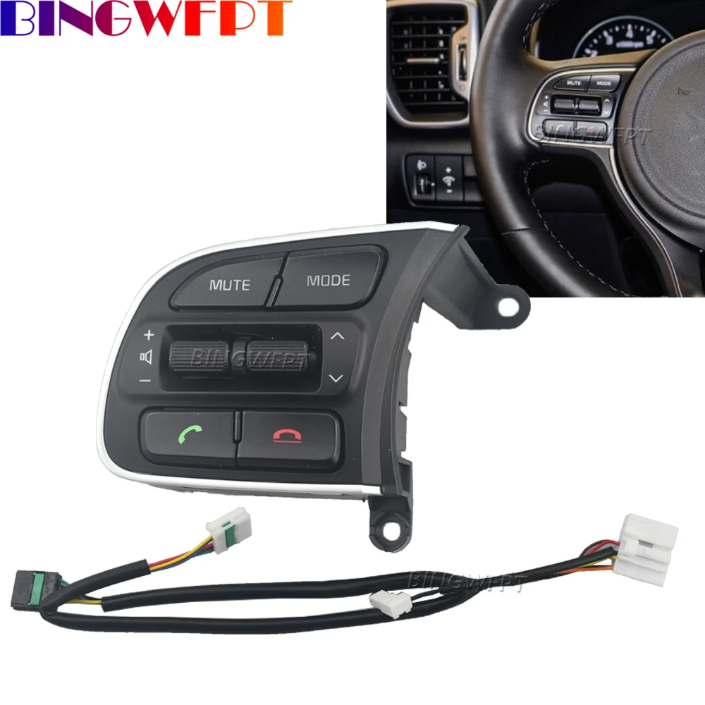 Car Multifunctional Steering Wheel Volume TelePhone Control Button Switch With Wire Left For Kia Sportage QL 2016 2017 2018 2019