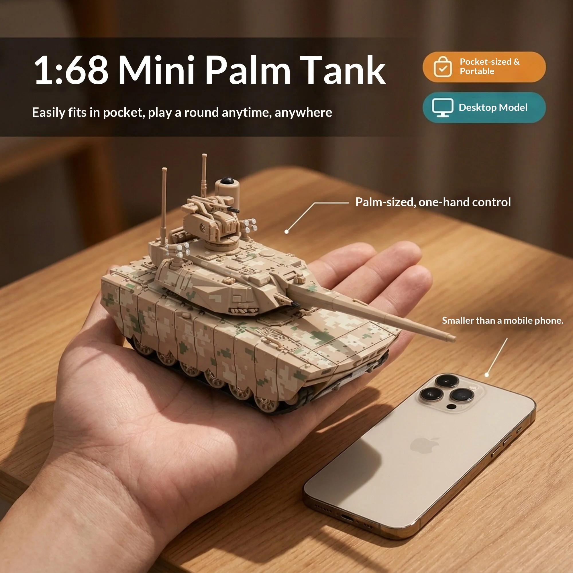 Hubugui Rc Battle Tank Ztz100 Palm Size 1 68 Scale 24G Remote Control Multiplayer Combat All Direction Control With Sound Effect