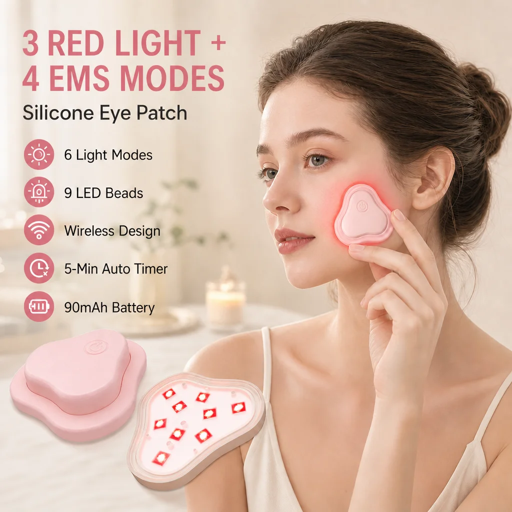 LED Light Therapy Pimple Patch 6 Color Modes 9 Beads Wireless Acne Spot Treatment Type-C Rechargeable 90mAh Skincare Tool