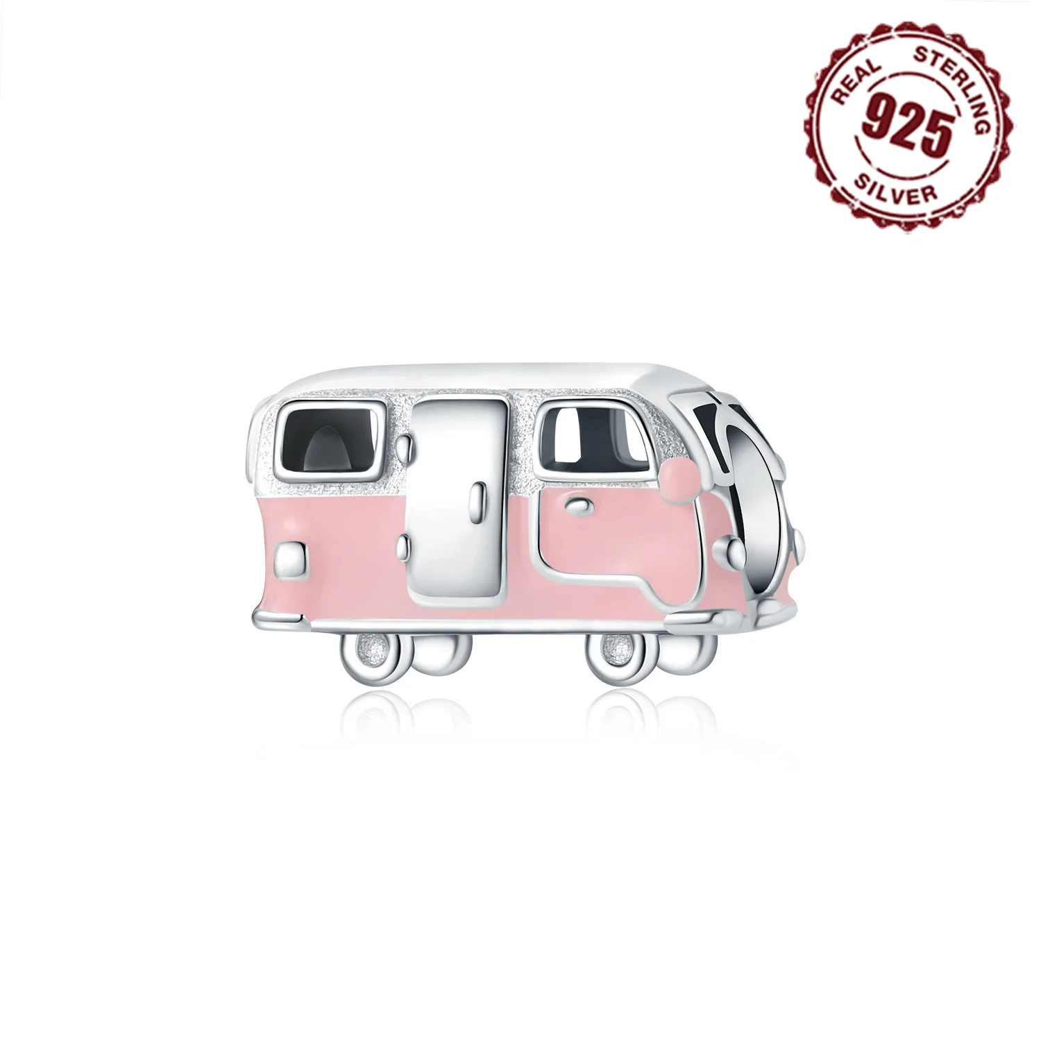 

925 Sterling Silver Pink motor home Bead Bracelet Charms Fit Bracelet&Bangle For Women Birthday Jewelry Party Gift DIY Accessory