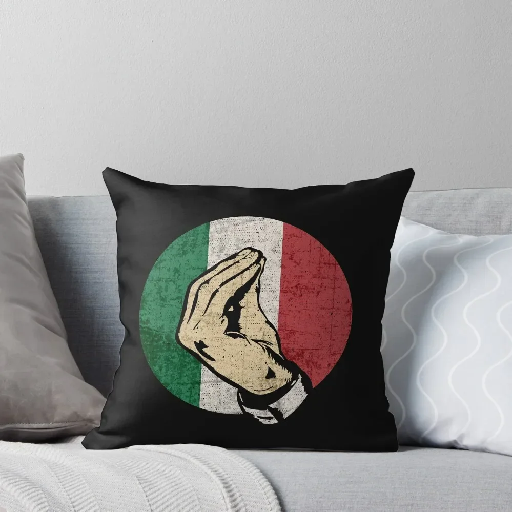 

Italian Hand Gesture Sing Language Funny Italy Flag Vintage Throw Pillow Christmas Pillow Sofa Cushions autumn pillowcase Pillow