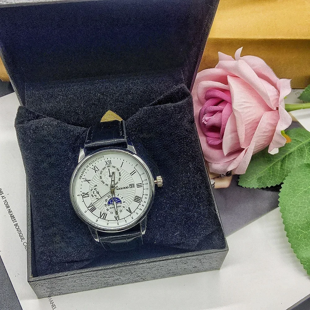 ساعة كوارتز رياضية غير رسمية للرجال ، حزام تقويم عصري متعدد الوظائف يتضمن صندوق سوار للحركة ، 5 من من من 50