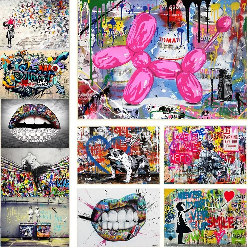 1PCS frameless Banksy Street Graffiti Art Posters, Sexy Jules Head Shot, Butterfly Girl Suconsultant, Canvas Painting, Wall Art