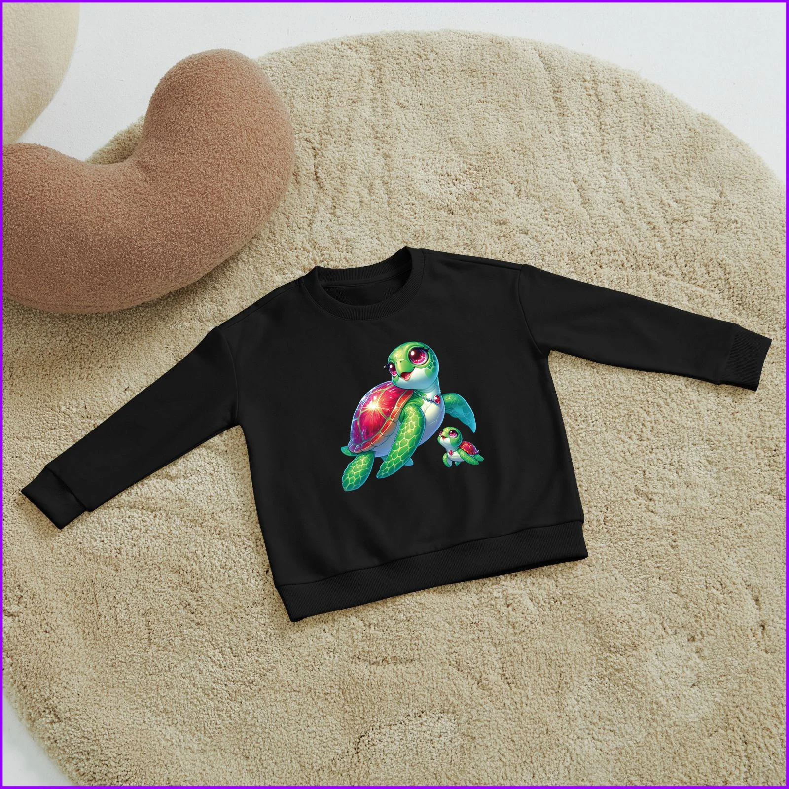 Cartoon Gem Sea Turtle Mom And Baby Mother'S Day Gift Sja1099 Kids Boys Girls Hoodies Sweatshirts Teen Clothes Rainbow Friends