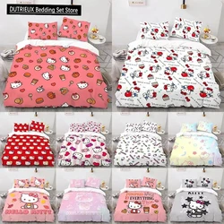 Kawaii Cute Hello Kitty Duvet Cover Cartoon Children Bedding Set Bedroom Decoration Kitty Cat Pillow for Kids Teens Gifts