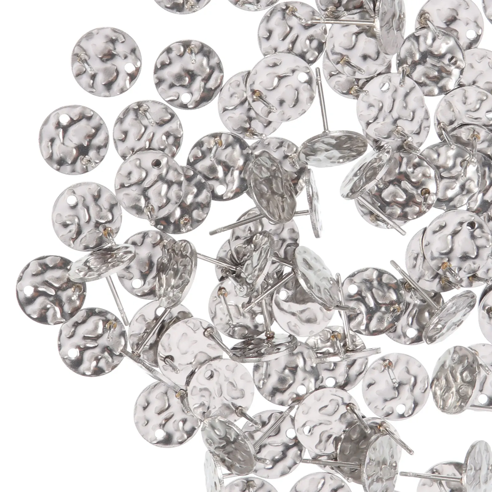 

100 Pcs Earring Earrings for Women Gold Jewellery Making Flat Backs Jewelry with Hole Findings Metal