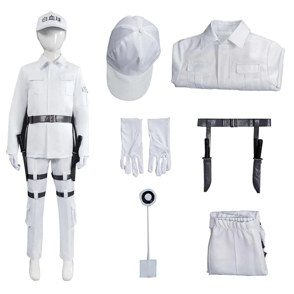 Disguise White Blood Cells Cosplay Boys Clothing Anime Cell Work Costume Teen 4 to 14 Years Role Play Fancy Dress Up Party Cloth