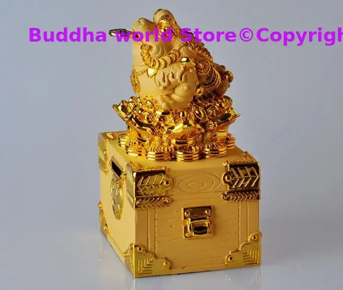 GOOD Asia HOME office shop company business Prosperity GOOD luck gold gold-plating Fortune JIN CHAN FENG SHUI talisman statue