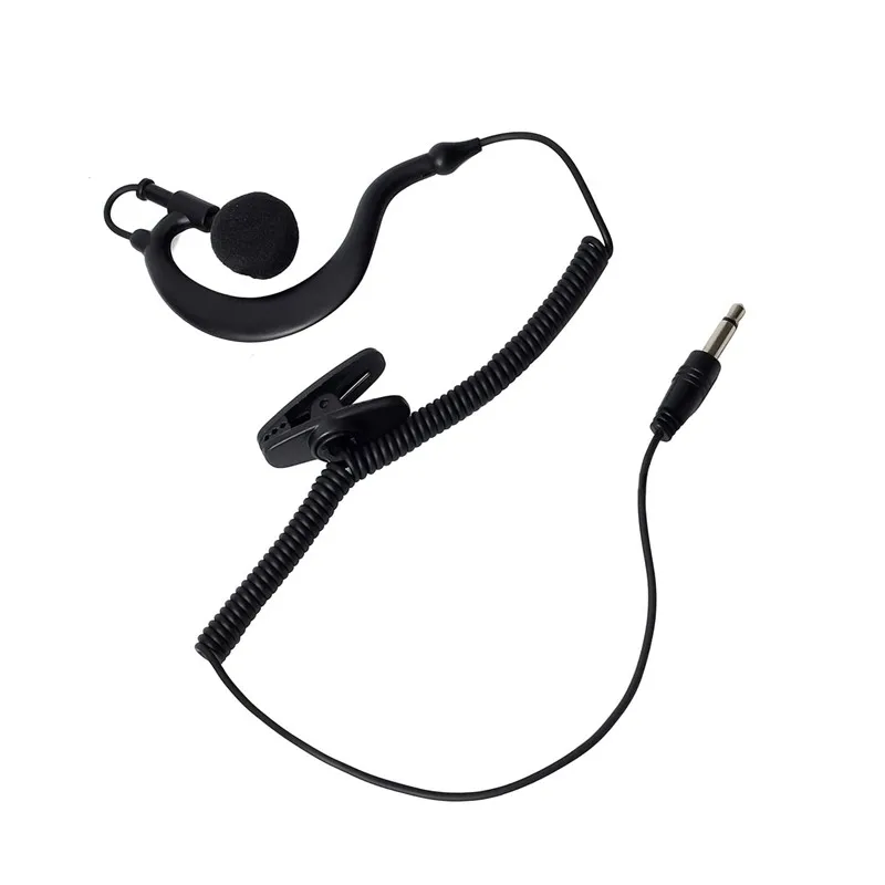 G Shaped Listen Only Earpiece, Police Receiver, Soft Ear Hook Surveillance Headset, 2 Way Radio, Shoulder Speaker Mics, 3.5mm