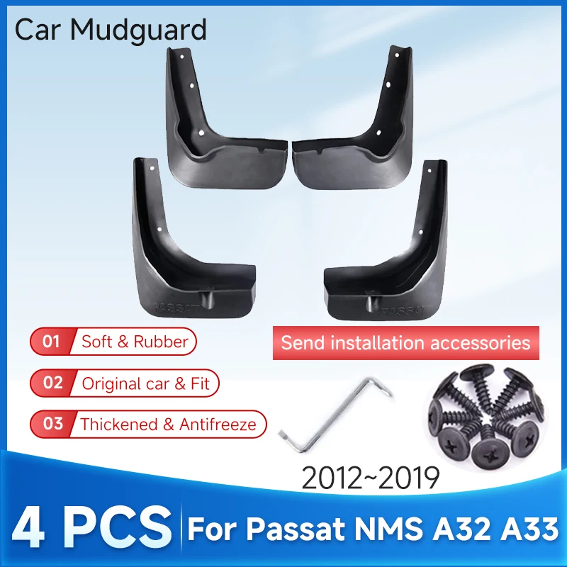 

Car Mudguard For VW Volkswagen Passat NMS A32 A33 2012-2019 4PCS ABS Mudguard Splash Guards Mud Flap Fender Car Accessories Auto