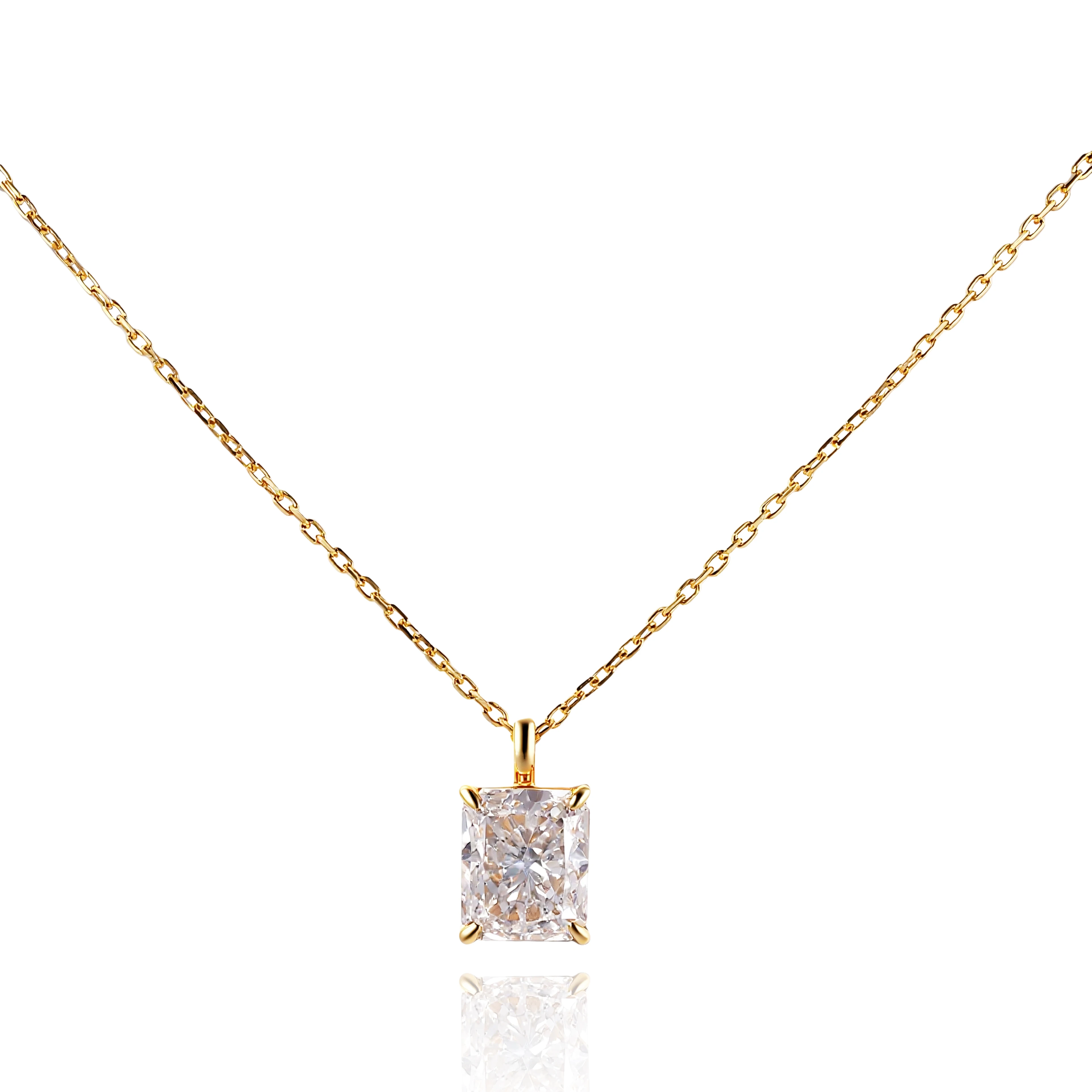 Provence 2 Carat Radiant Cut Lab-Grown Diamond Pendant 18K Yellow Gold Dainty Necklace Romantic Bridal Promise Gift Jewelry