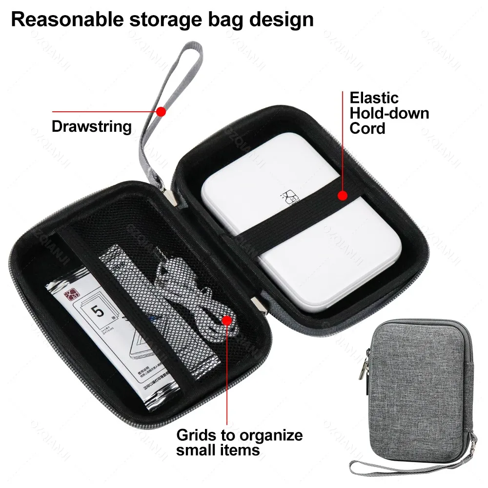 HPRT Portable Photo Printer Pocket  2x3 inch Size Wireless Zink Technology Print 2x3 Sticky-Backed Photos Maker with Papers Case