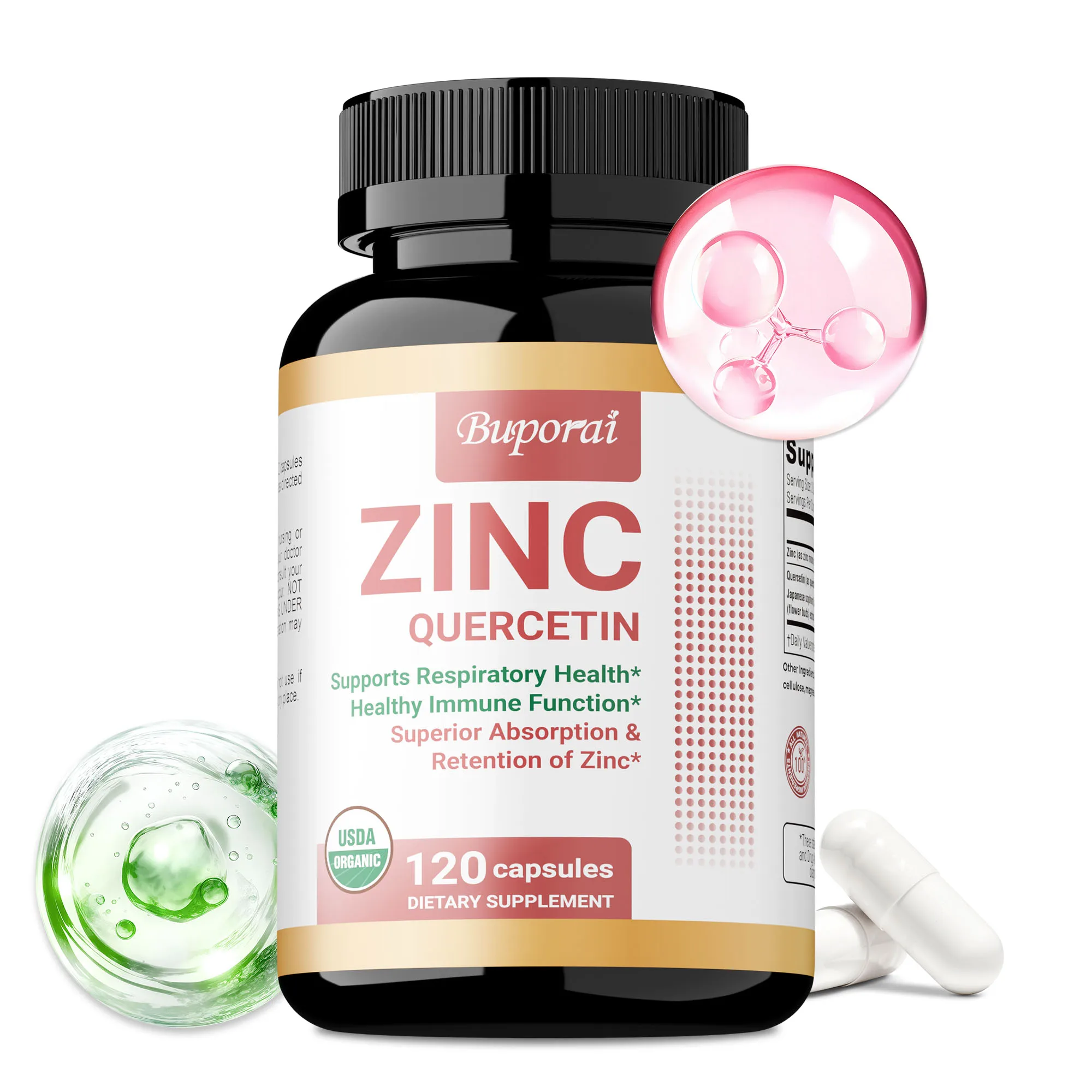 

Quercetin + Zinc Capsules - Nutrient Metabolism, Support Skin and Bone Health, Enhance Immunity, Improves Energy & Vitality