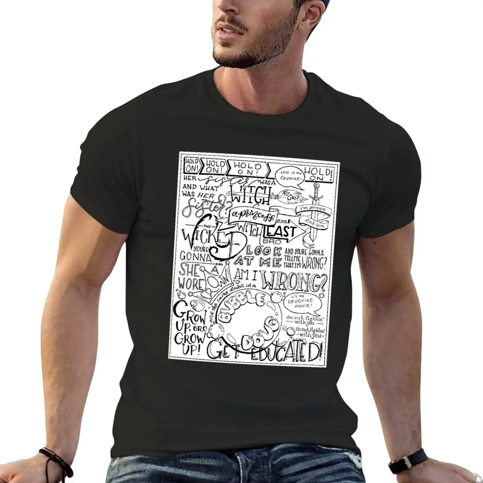 The Wicked Witch of the East Bro Hand Lettered T-Shirt graphics sports fans black t-shirts for men