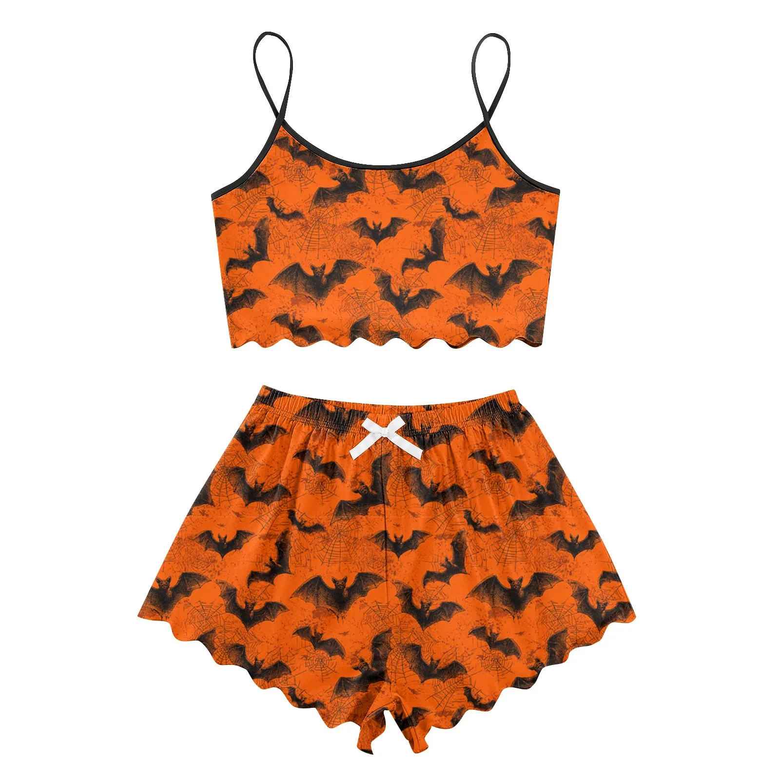 

Женский повседневный пижамный комплект с принтом на Хэллоуин, однотонные шорты без рукавов в стиле ретро, пижамный комплект, домашняя одежда, домашняя одежда, пижамный комплект