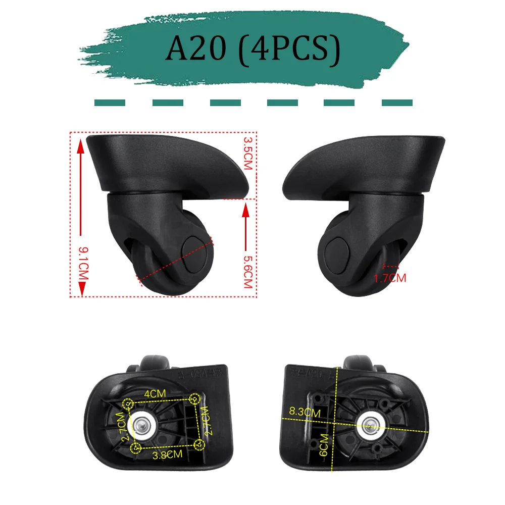 عجلة عالمية لإصلاح الحقائب ، عجلة صامتة ، عجلة حقيبة ناعمة ، تتكيف مع هونغشينغ A20