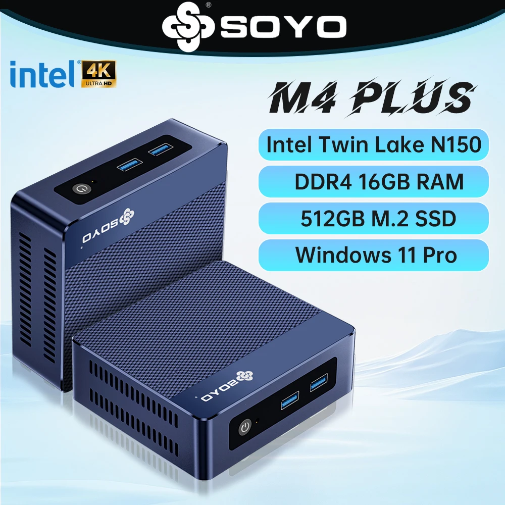 SOYO New Arriv M4 Plus Latest Twin Lake N150 Mini PC DDR4 8/16GB 2568/512 SSD WiFi5 BT5.0 Windows 11 Pro Desktop Office Computer