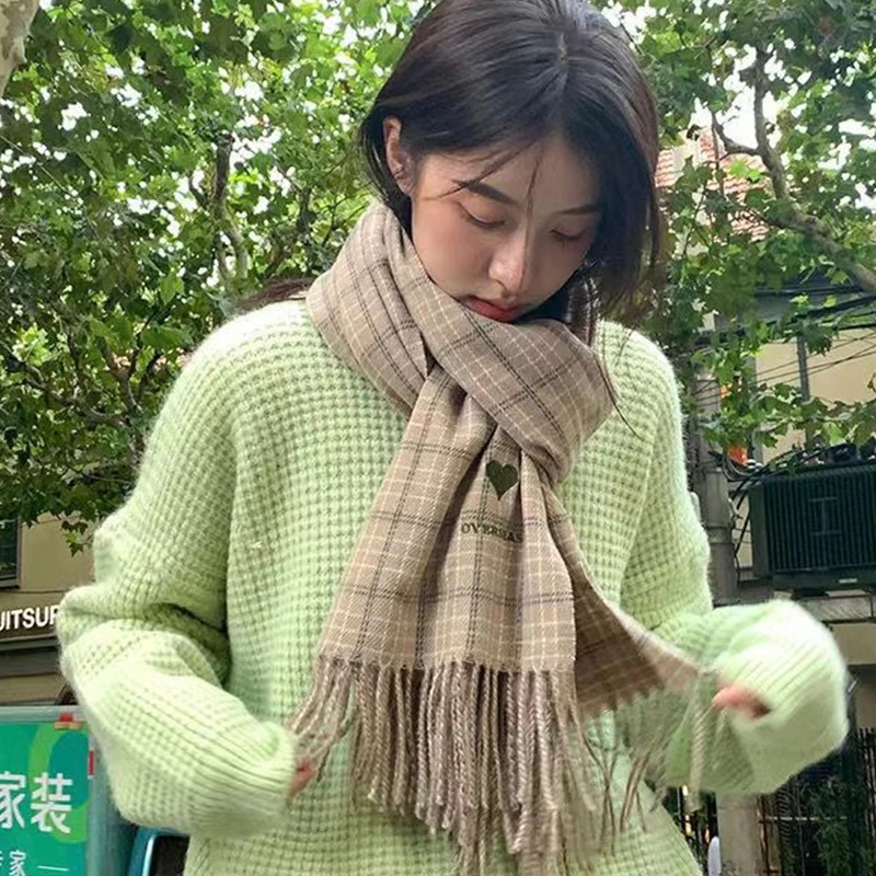 女性の市松模様のスカーフ,ラップショール,マフラーショール,暖かい,甘い女の子,女性のファッション,トレンディ,冬