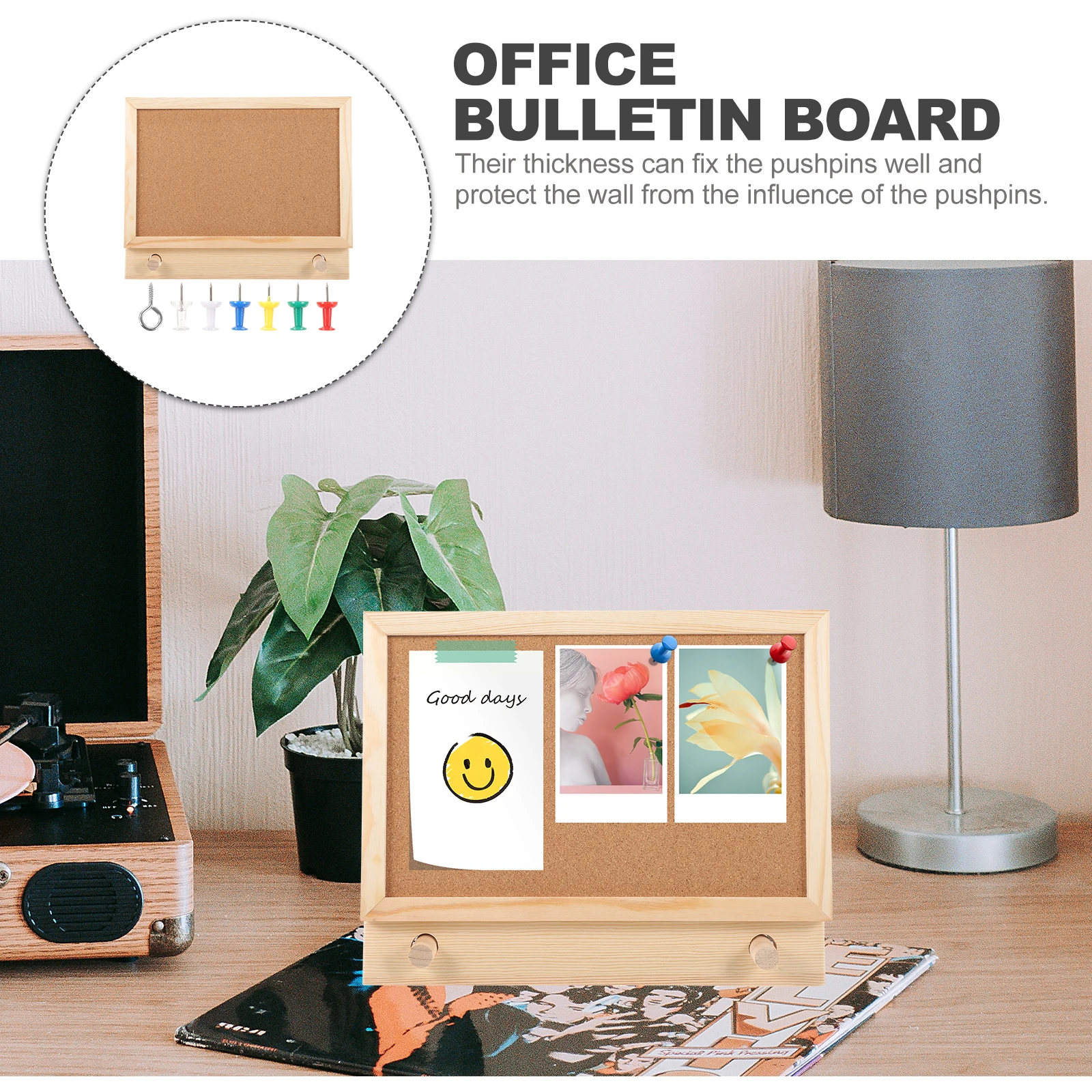 

s Desktop Notice Board 20x30cm Horizontal Wall Mounted Photo Display Office Creative Pin Framed Cork for Pictures