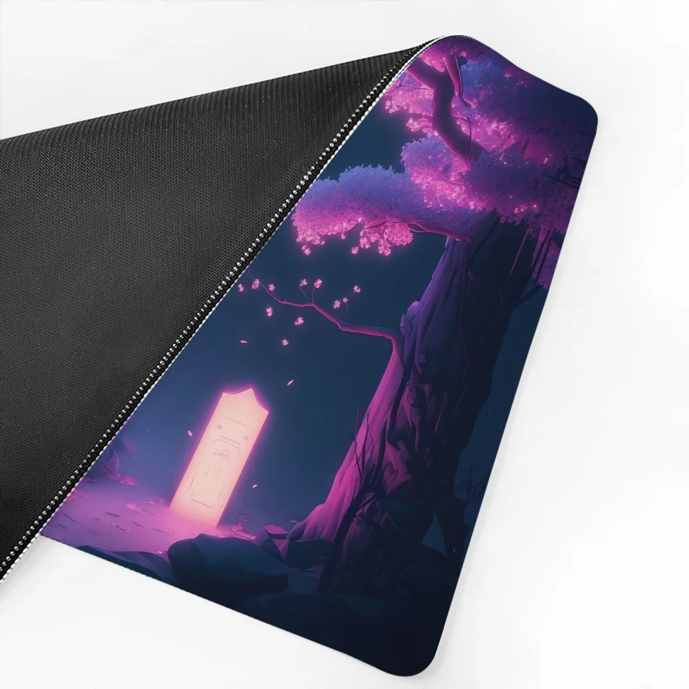 Night Torii-Porte lanterne japonaise, arbres, souris AI, polymères de bureau avec tapis, accessoires de jeu Prime Gaming, tapis de clavier média