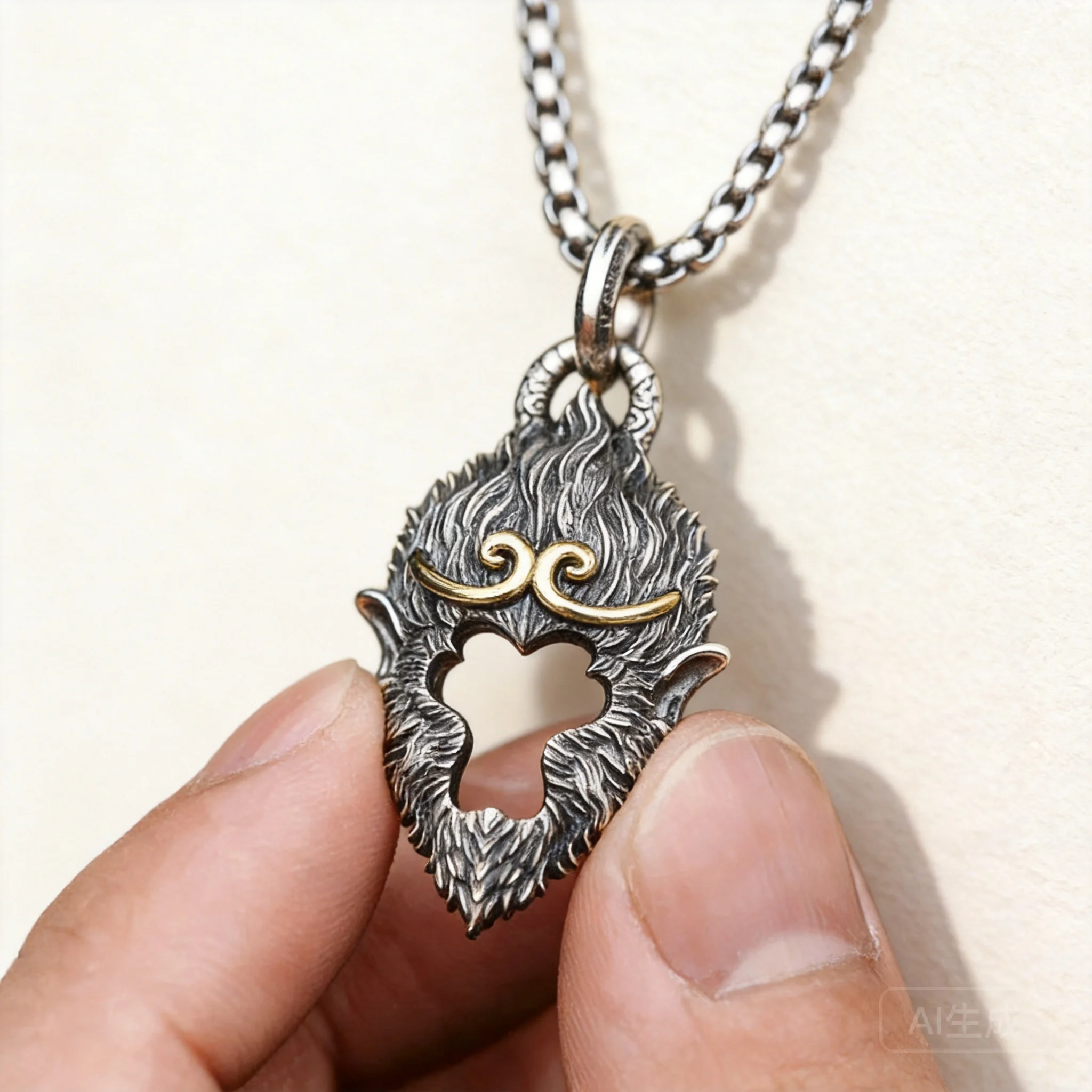 Chinese Style Lucky Sun Wukong Monkey King Mask Pendant Vintage Retro Men Necklace Original Design Blessing Fortune Amulet Jewel