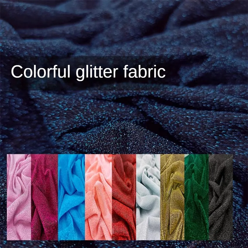 Colorful Plain Luxury Glitter Fabric By The Meter for Clothes Dresses Skirt Sewing Stretch Thin Designer Cloth Comfortable Droop