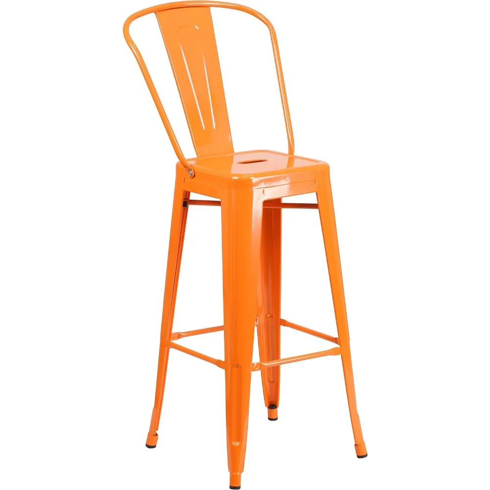 Lily Metal Barstool com Costas Removíveis, Laranja, Classe Comercial, Alta, Interior e Exterior, 4 Pack, 30 pol