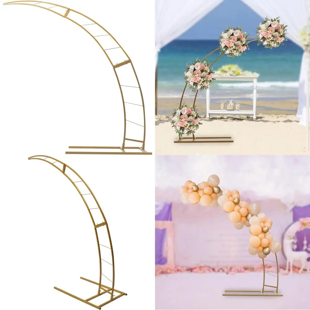 

6,5 футов золотой полумесяц, свадебная арка, металлический изогнутый дизайн, фон для фотосъемки, подставка, цветок, воздушный шар, рамка, арка, свадебный фон