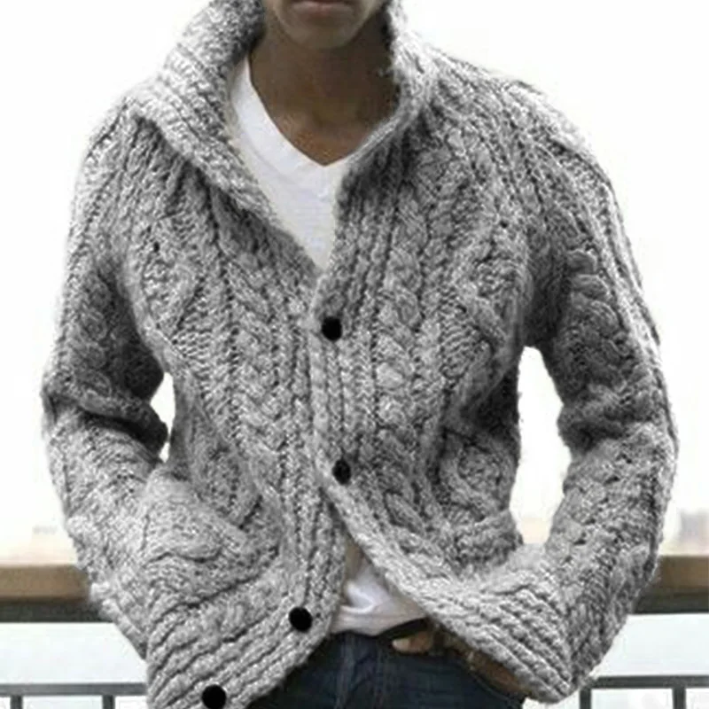 Autumn And Winter Sweater Men's Solid Color Knitted Jacket Men's Cardigan Sweater