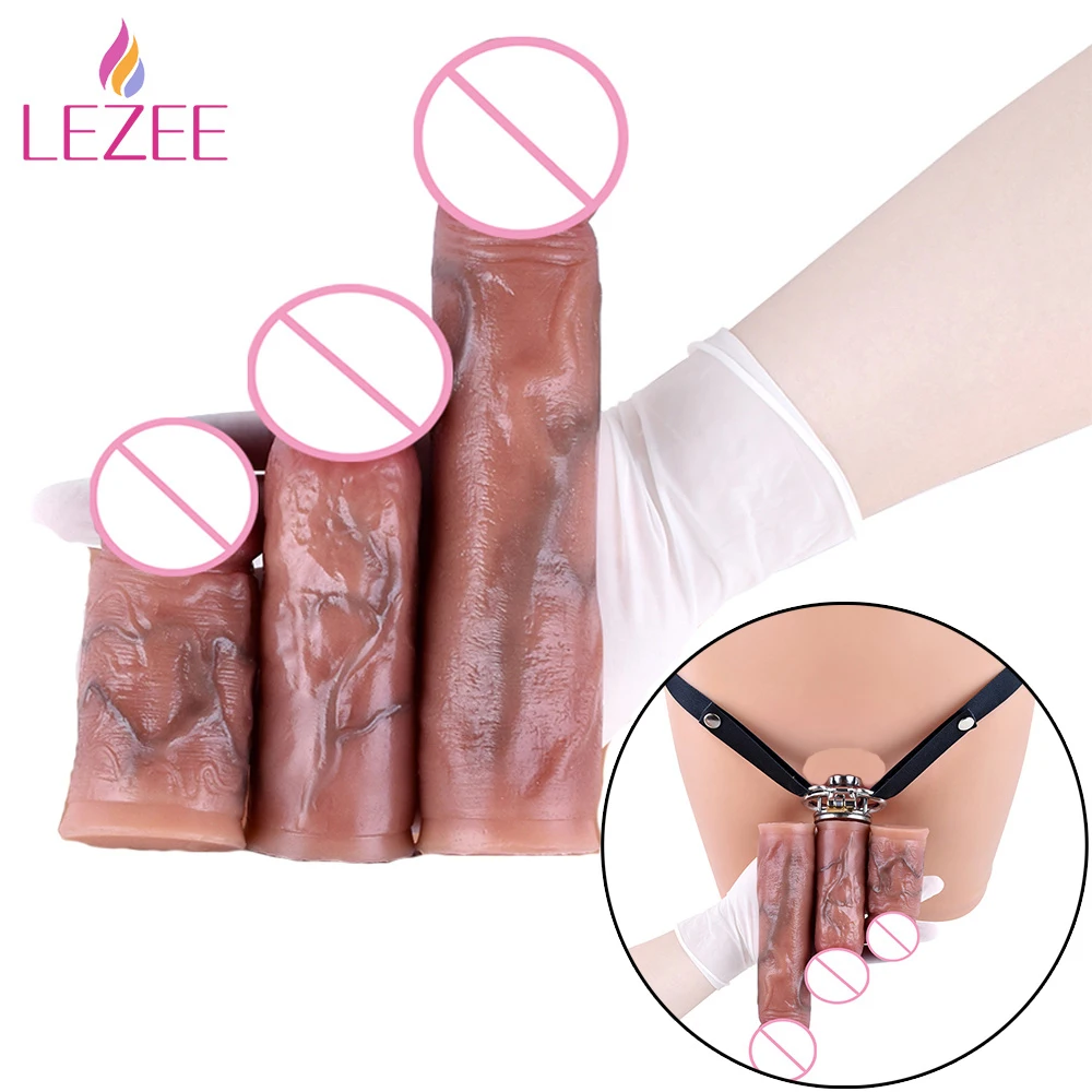 LEZEE 3 Sizes Realistic Dildo Urethral For FRRK-401 402 403 404 405 406 407 408 409 410 3176 Negative Chastity Cage Device Only