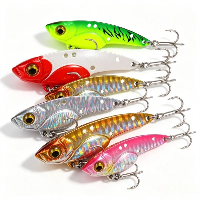 2PCS/3PCS/4PCS/5PCS Long Cast Metal VIB Lure Blood Groove Hook All-Water Bait Culter Bass Perch Snakehead Fishing Tackle
