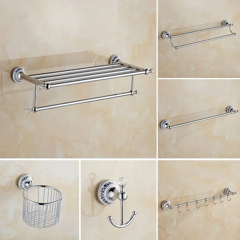 Paper Holder Crystal Bathroom Hardware Washroom Robe Hook Soap Holder Towel Bar Cup Holder Bathroom Accessories Set