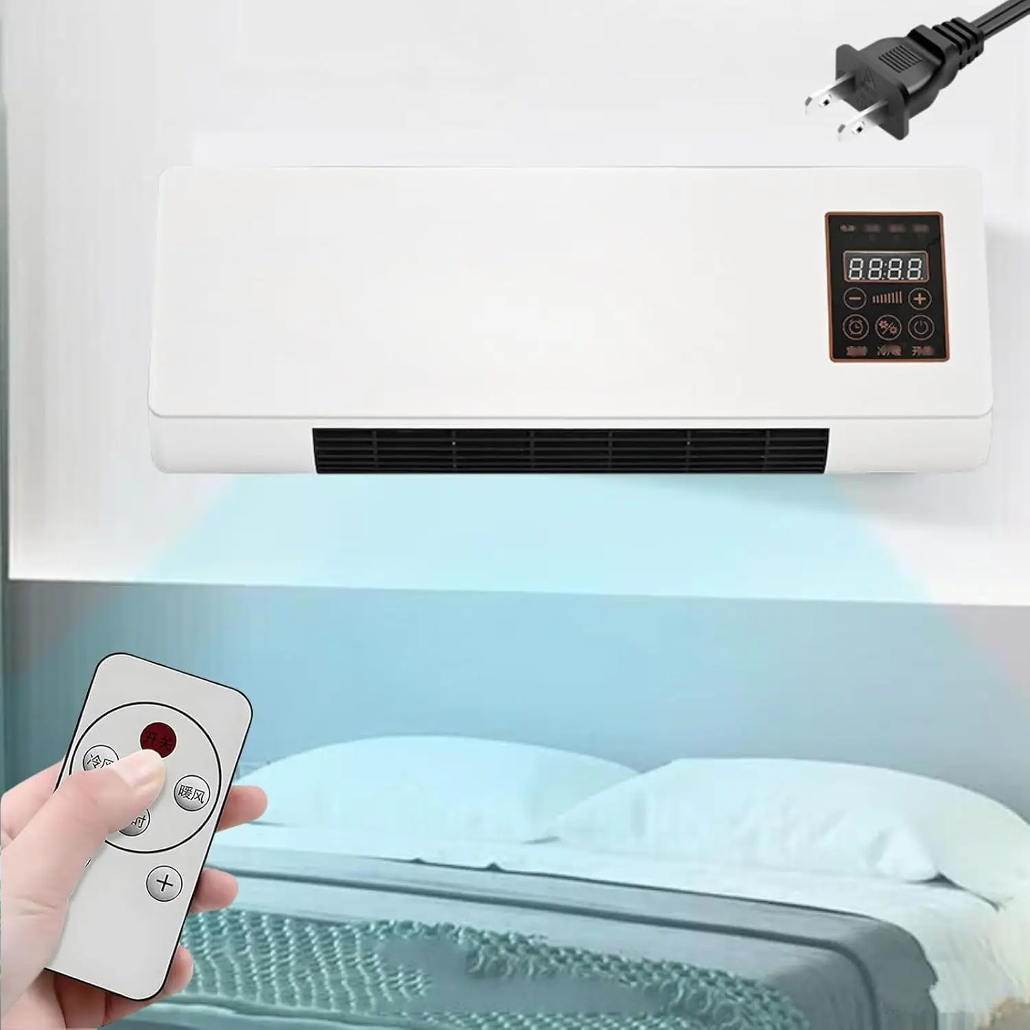 Wall Air Conditioner Fan 2-in-1 Air Conditioner Heating Portable Cold And Hot Air Conditioner With Timer Control Space Heater Cooler For Bedroom Living Room Bathroom(White)