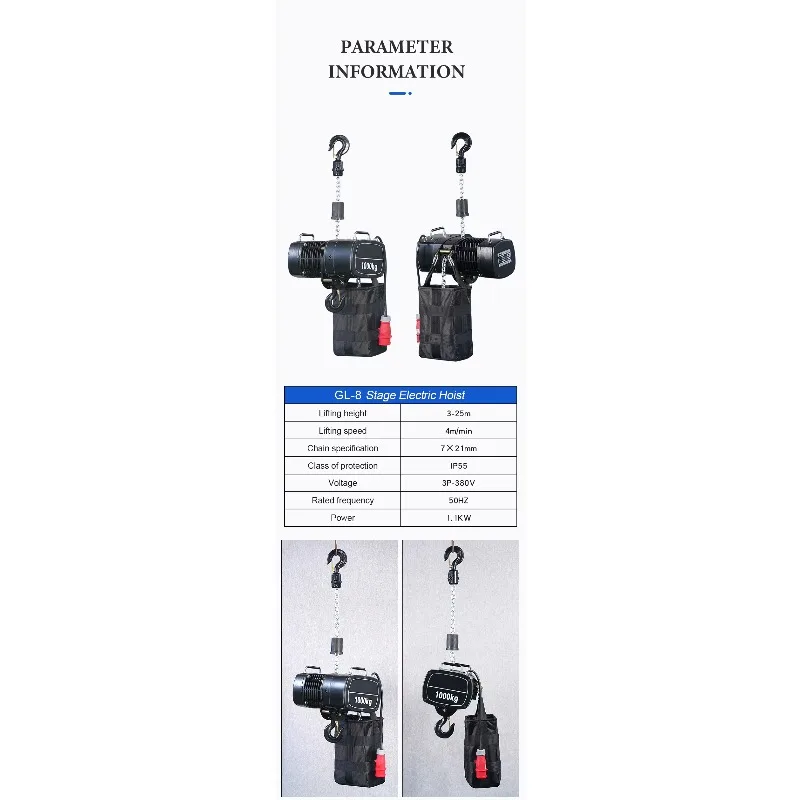 China Manufacturer Truss Lift Stage Hoist Hoist Chain Stage 500kg 1000kg 2000kg