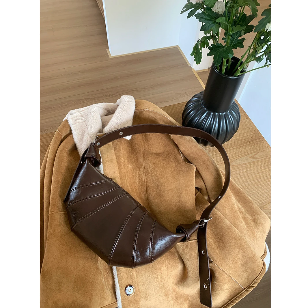 Half Moon Croissant Shoulder Bags For Women Vintage Solid Color Crescent Cross Body Bag Brand New Luxury Designer Handbags