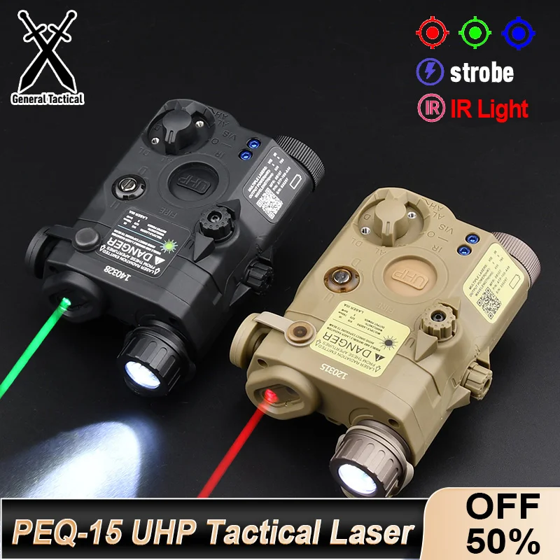 WADSN Airsoft UHP AN PEQ 15 PEQ-15 LA5C Red Dot Green Blue Laser Indicator IR Fill Light Scout LED AR15 Fit 20MM Rail Hunting