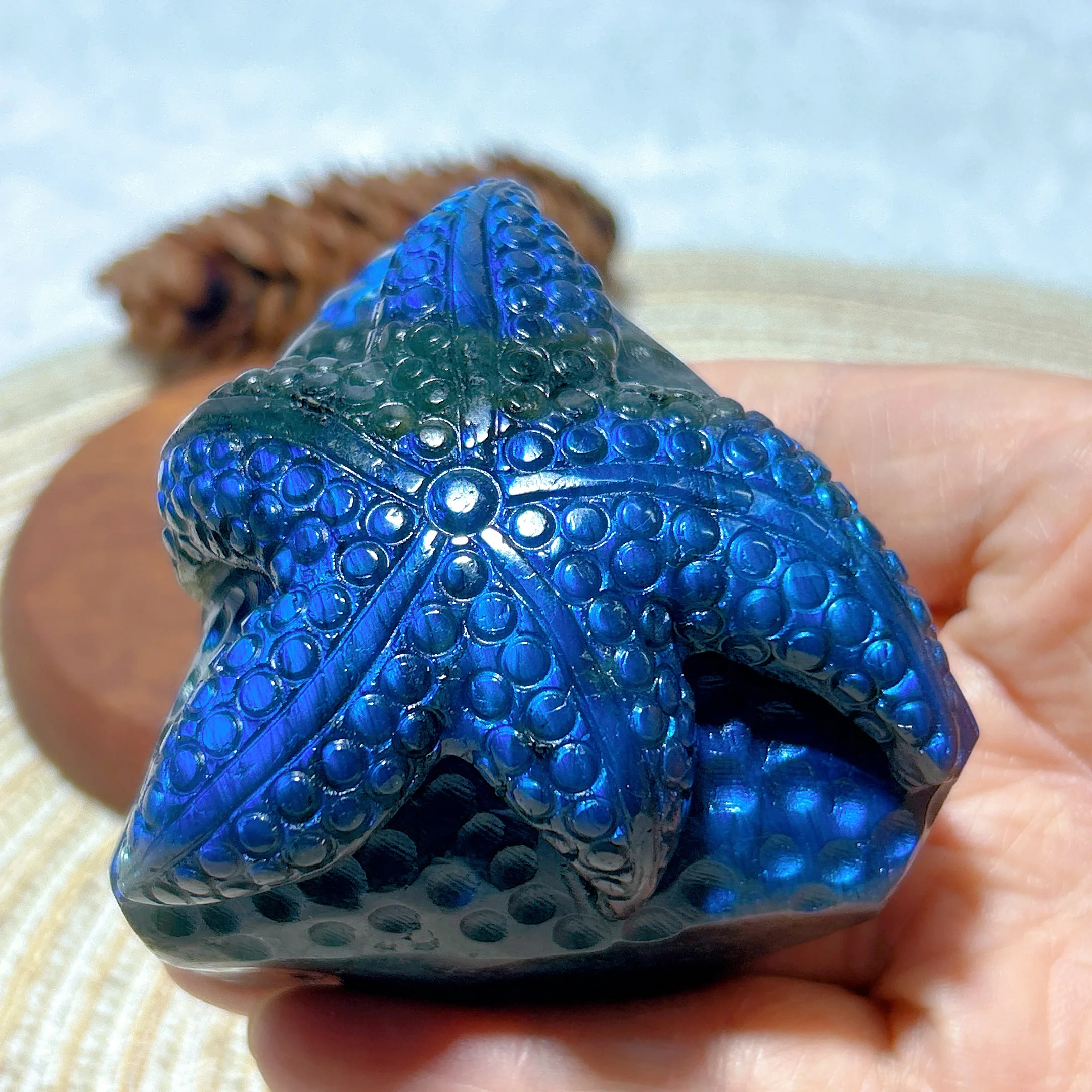 

Natural Crystal Blue Labradorite Starfish Hand Carving Flashy Gemstones Healing Mineral Energy Stone Reiki Home Decorations Gift