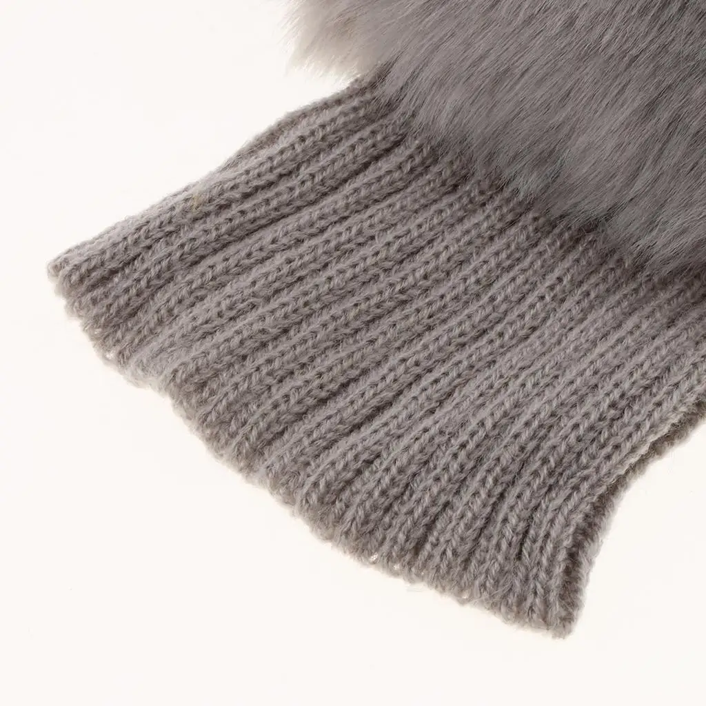 Women's Winter Baggy Knit Leg Warmers with Furry Faux Fur Trim Ankle Boot Cuffs Gift Idea for Festive Costume